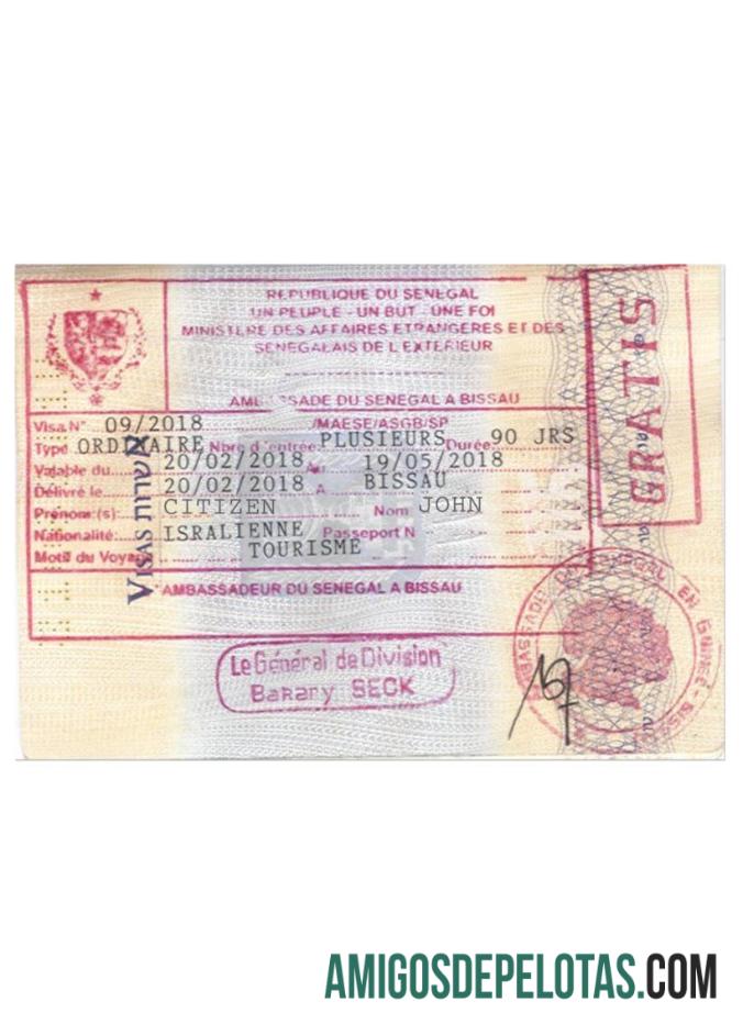 Visto de Carimbo SENEGAL modelo